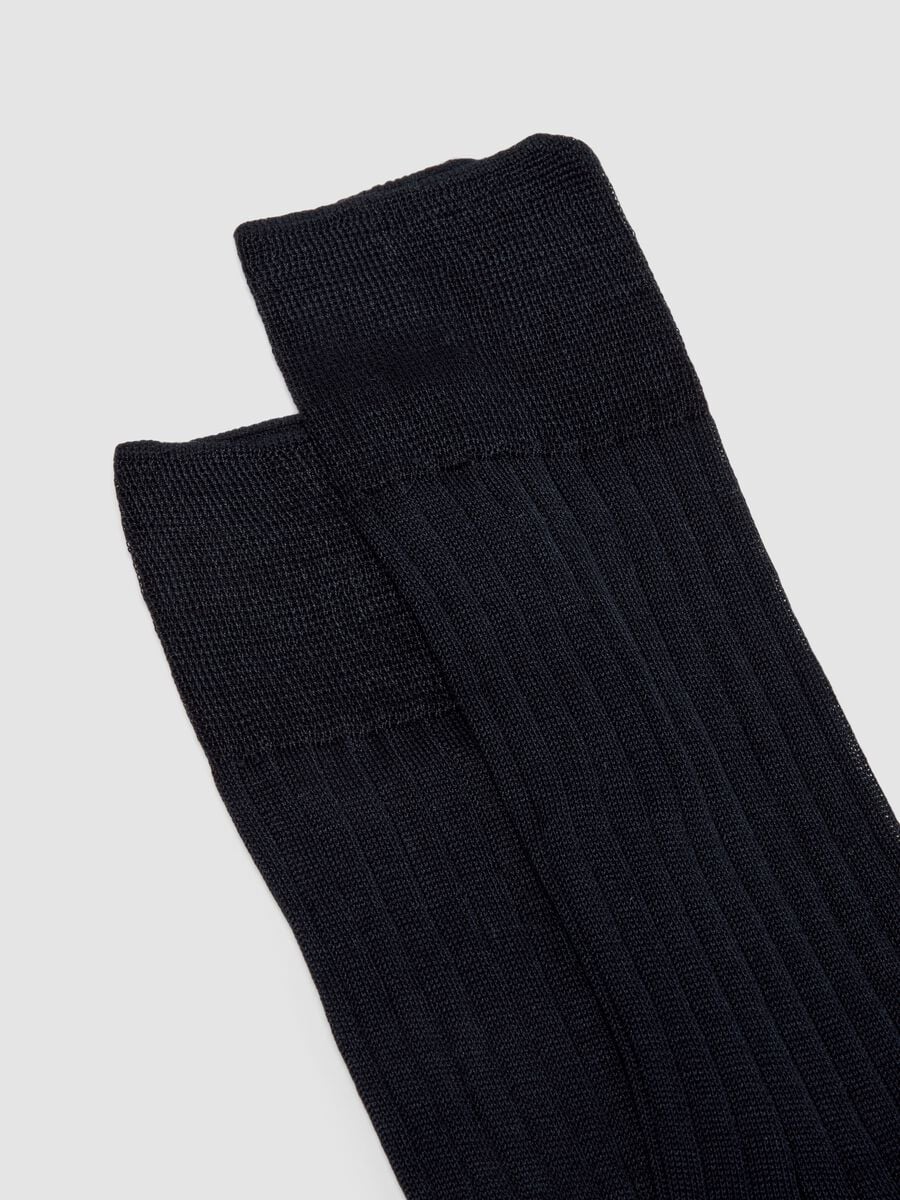 Blue ribbed pure cotton ankle socks_2