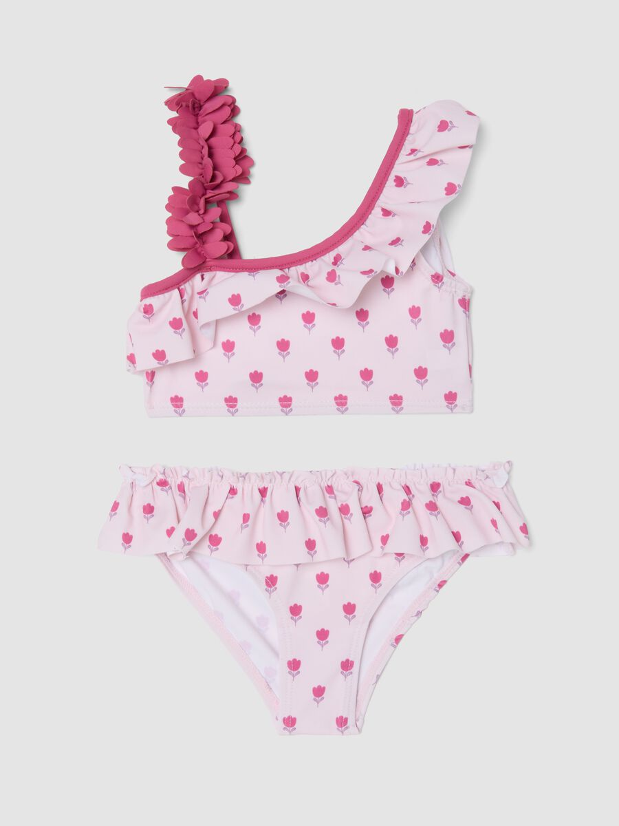 Pink ruffle bikini in stretchy fabric_0