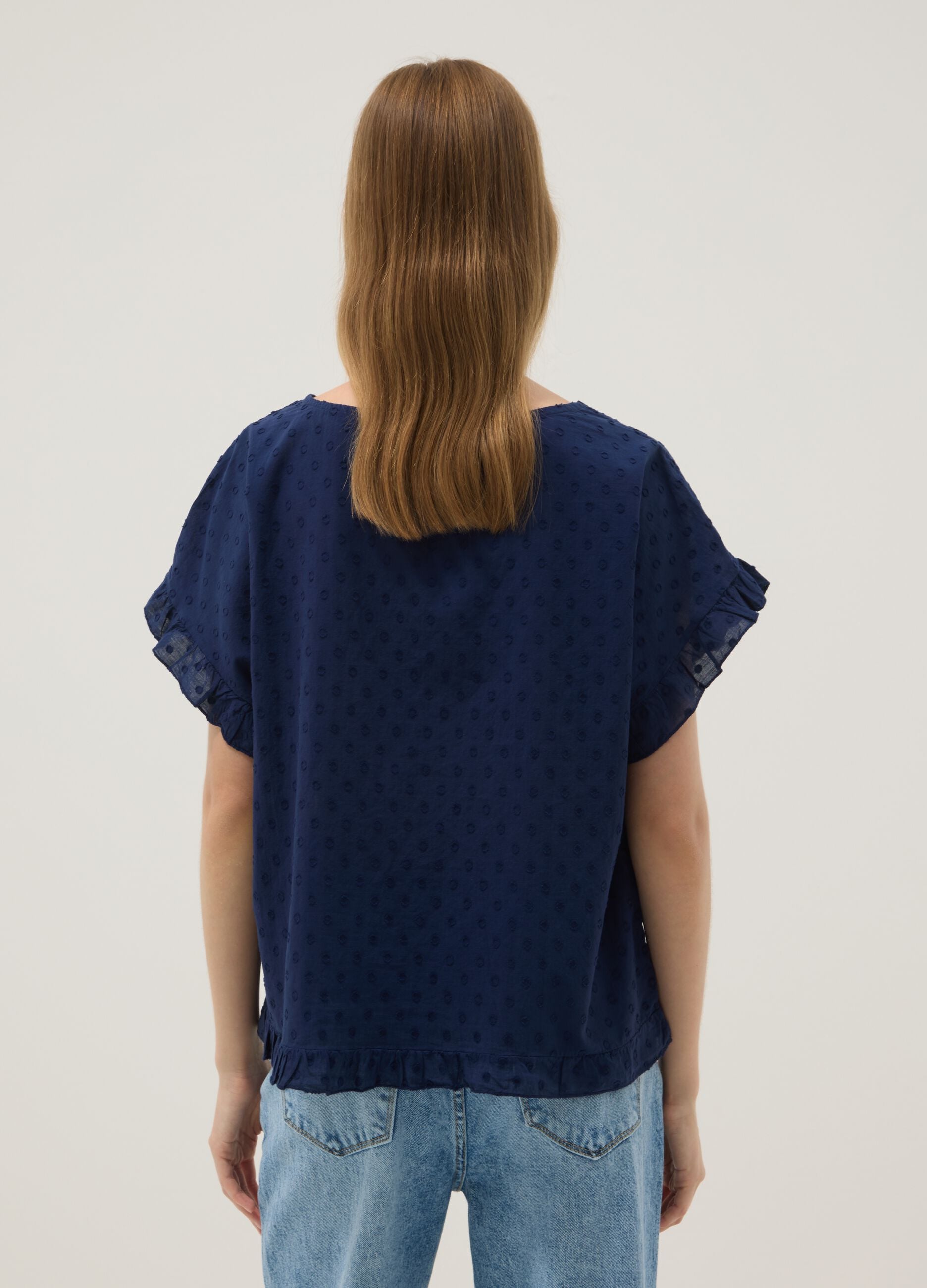 Blouse bleue en pur coton