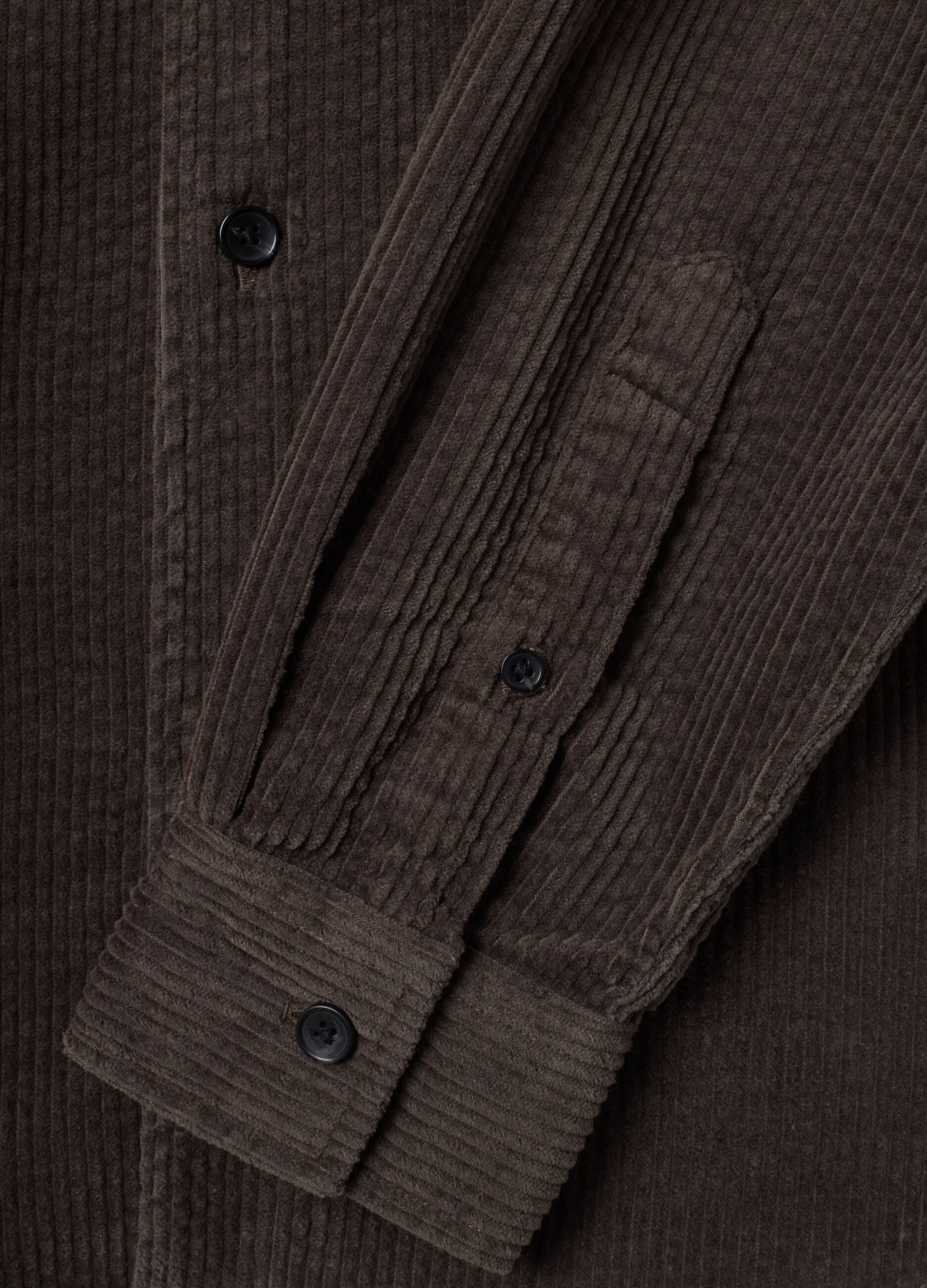 Camicia marrone in puro cotone a coste