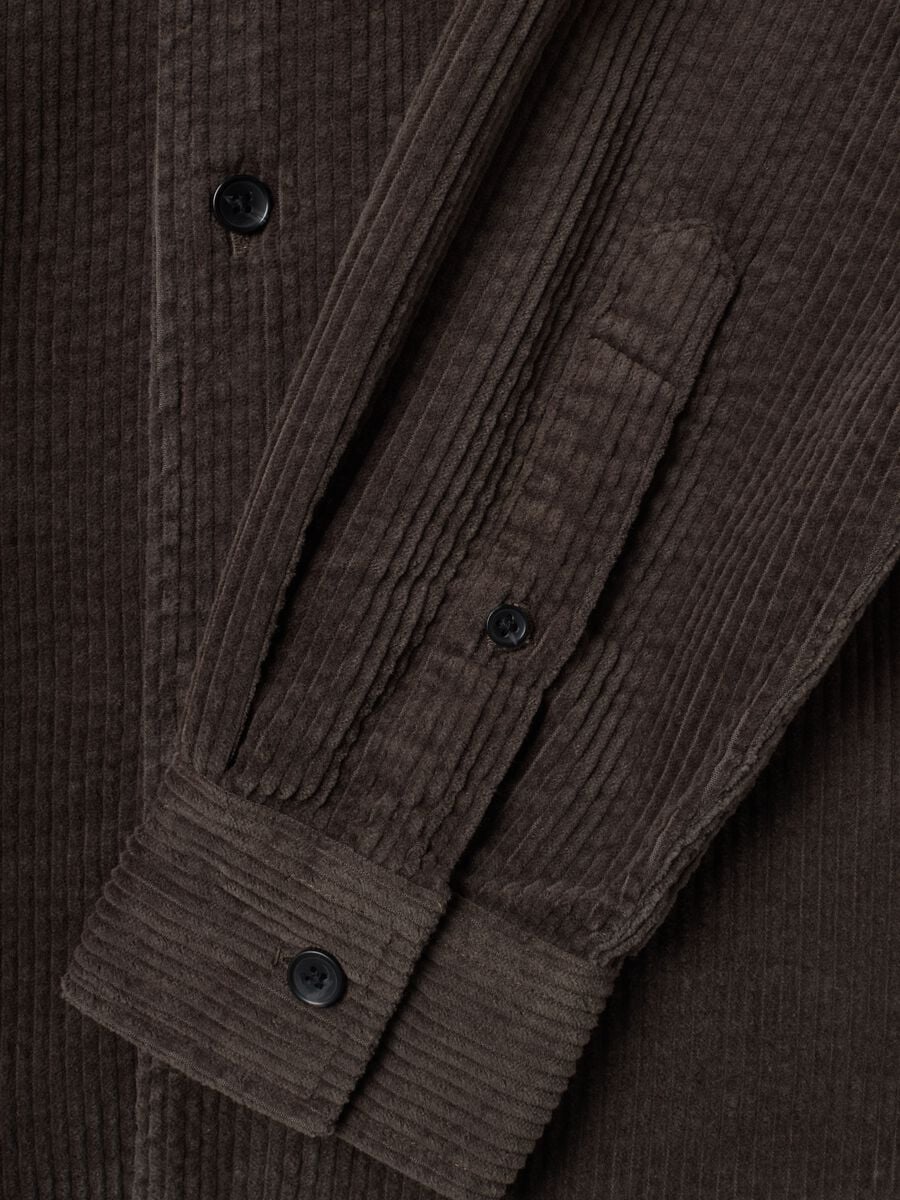 Camicia marrone in puro cotone a coste_1