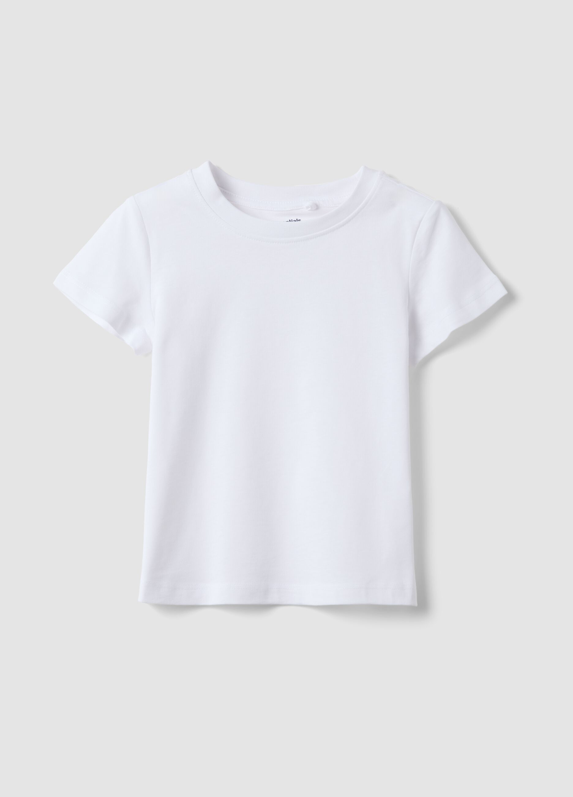 White short-sleeve pure cotton T-shirt for girls