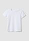 White short-sleeve pure cotton T-shirt for girls_0