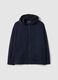 Blue stretch viscose hoodie regular fit with zip_4