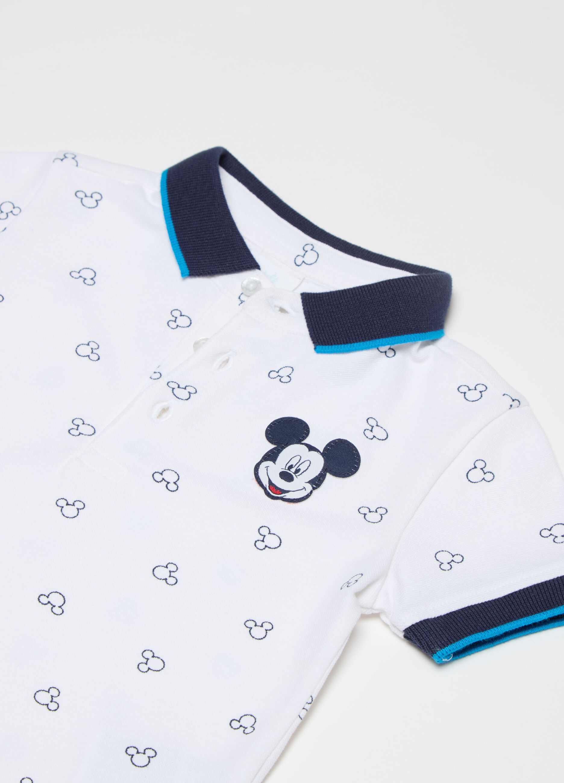Piquet polo shirt with Mickey Mouse print