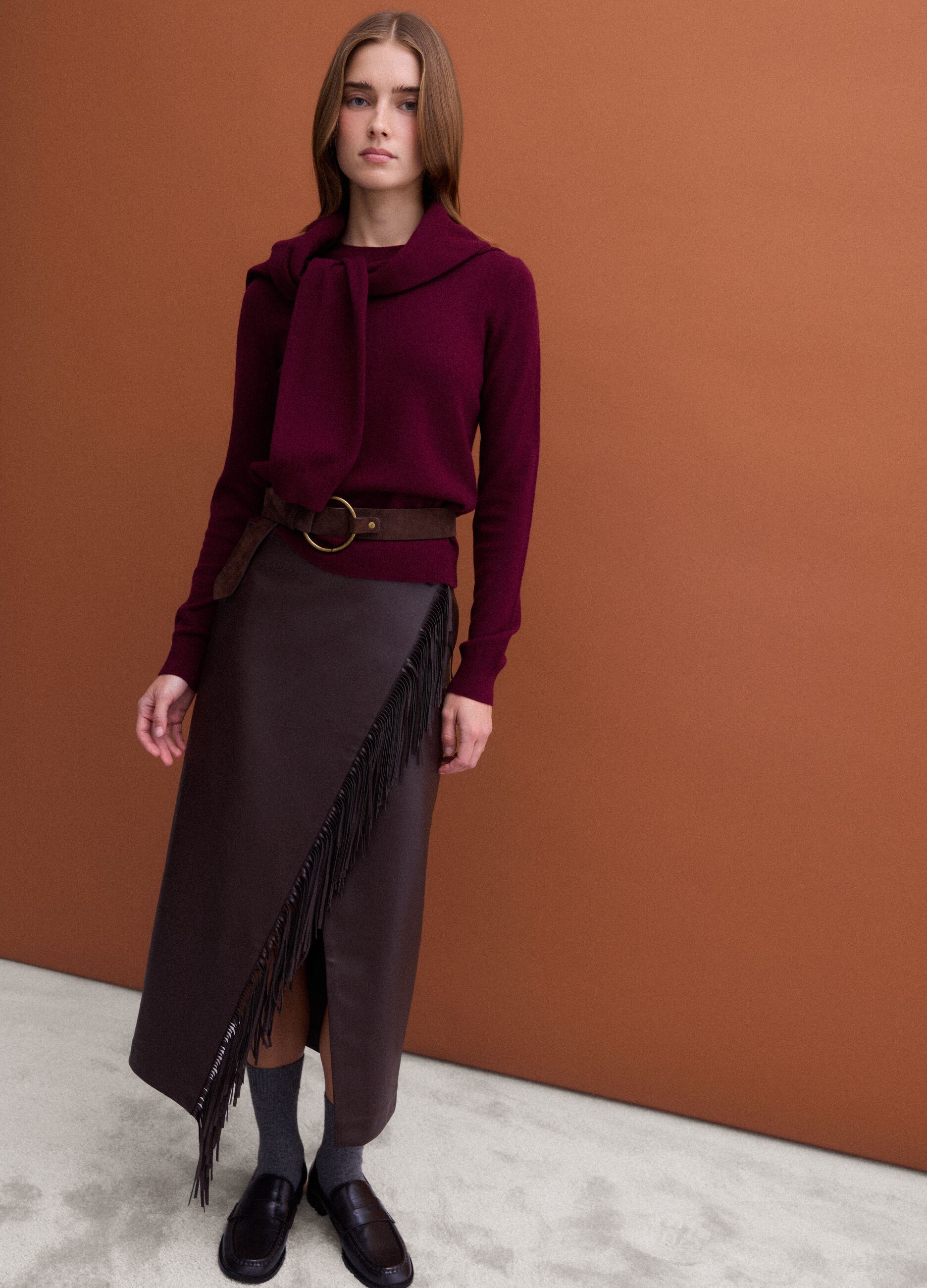 Red pure wool crew-neck jumper