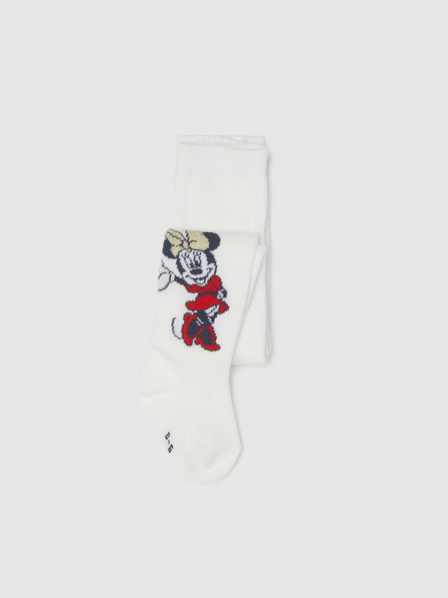 White cotton Disney print baby tights_0