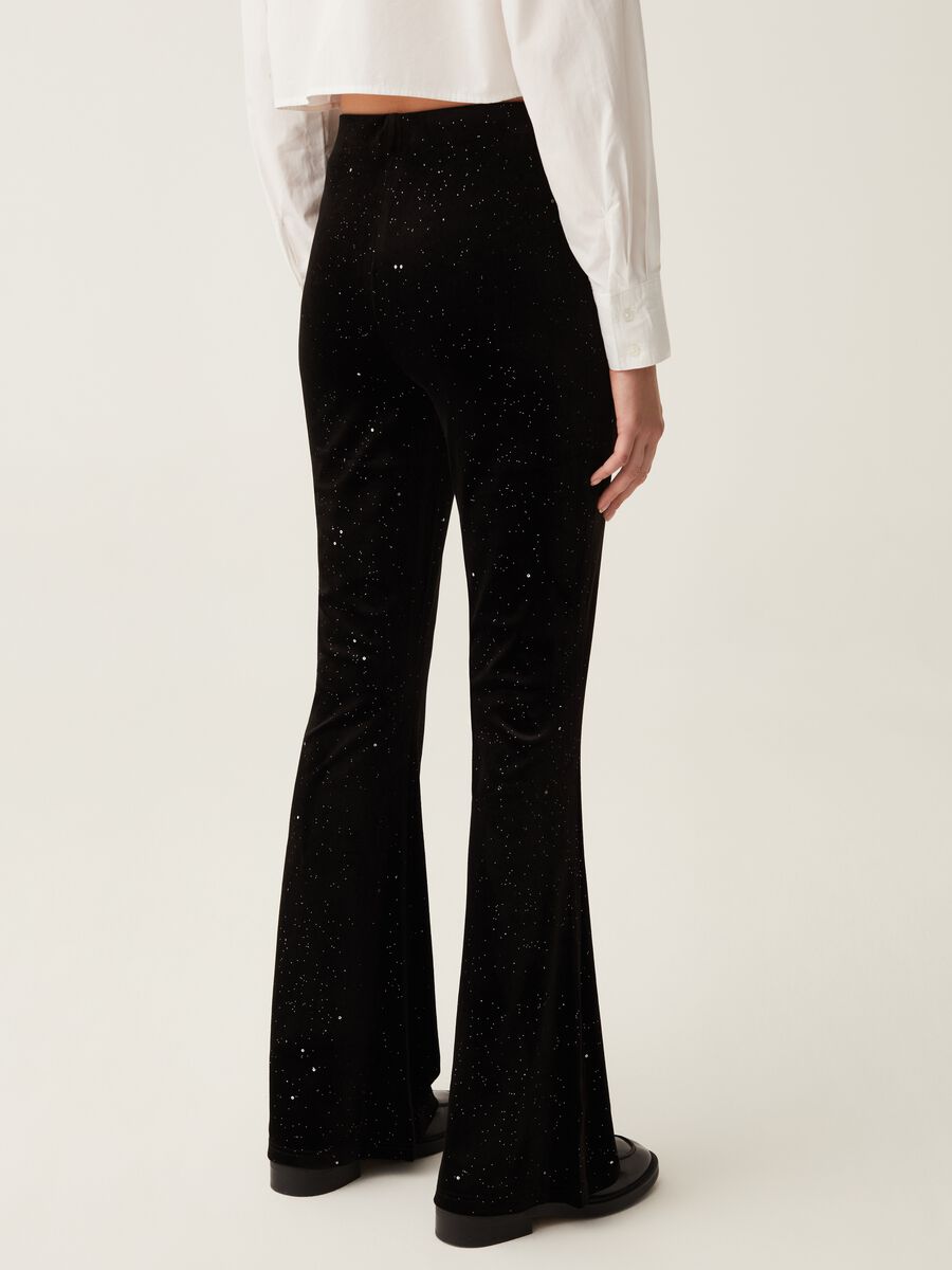 Flare-fit trousers in velvet with sequins_2