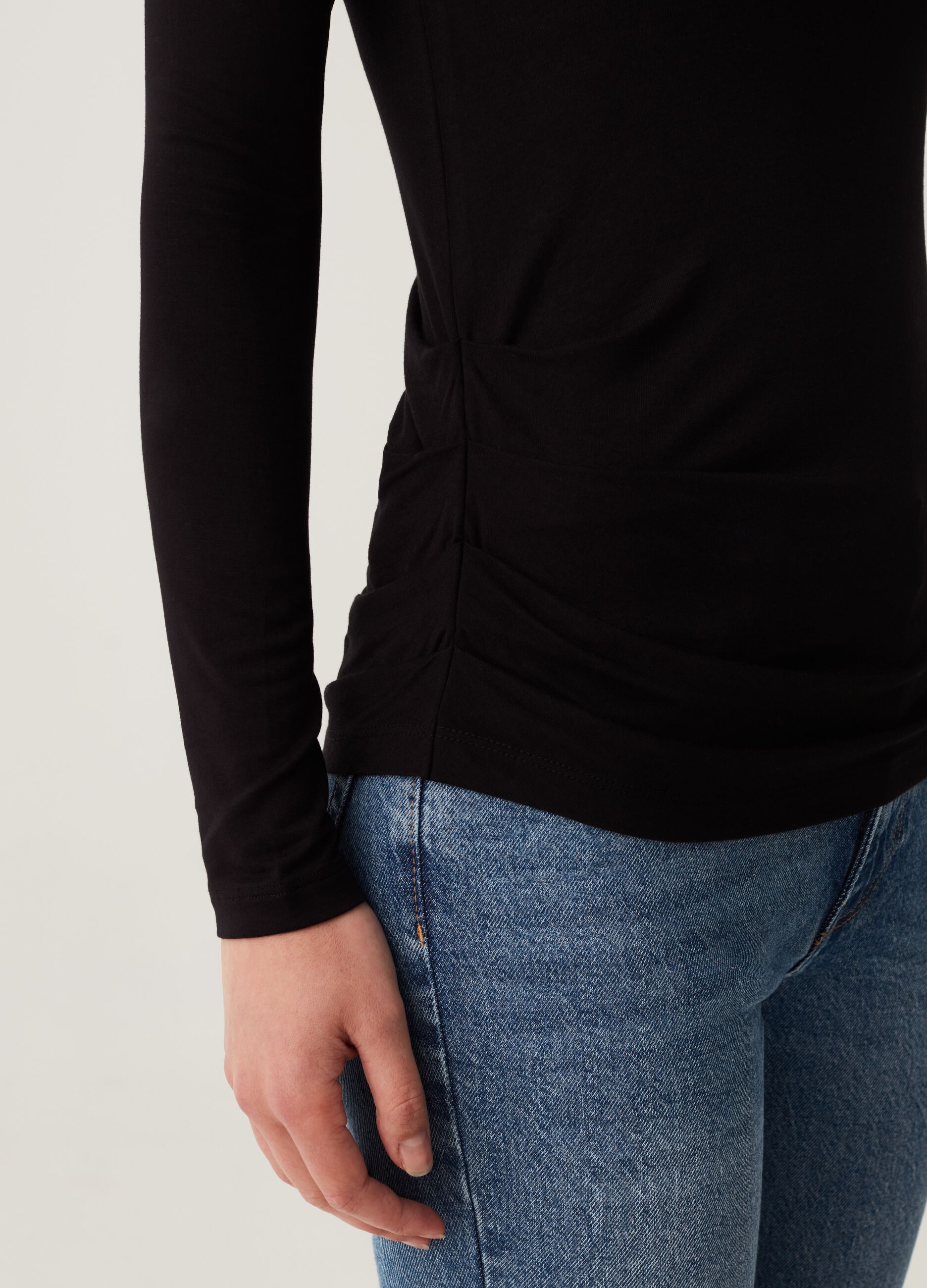 Stretch viscose T-shirt with long sleeves_3