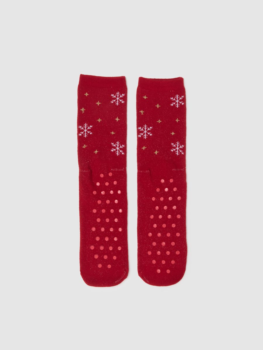 Red Christmas socks in stretch cotton blend_1