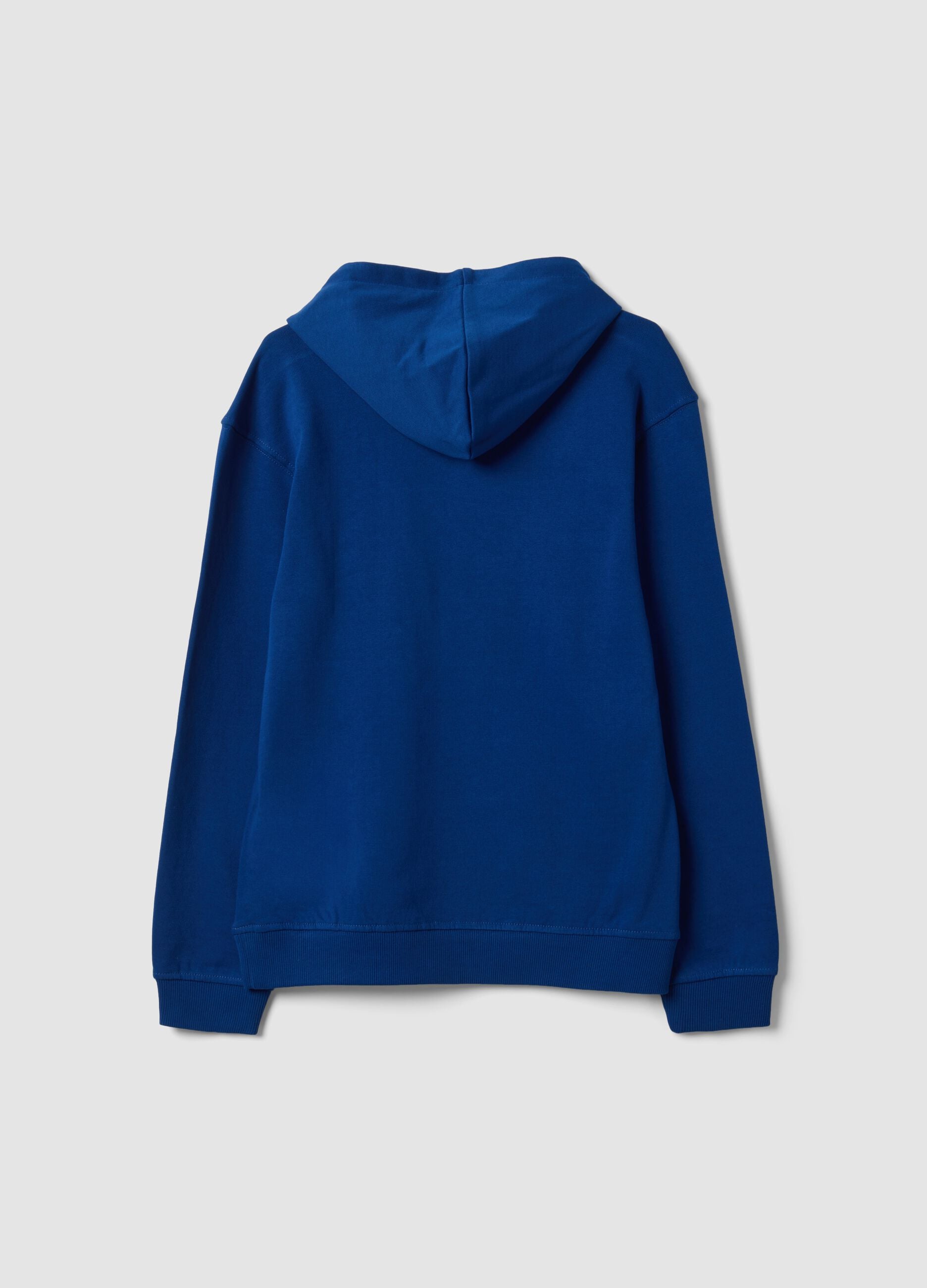 Blue pure cotton hoodie with print for boys