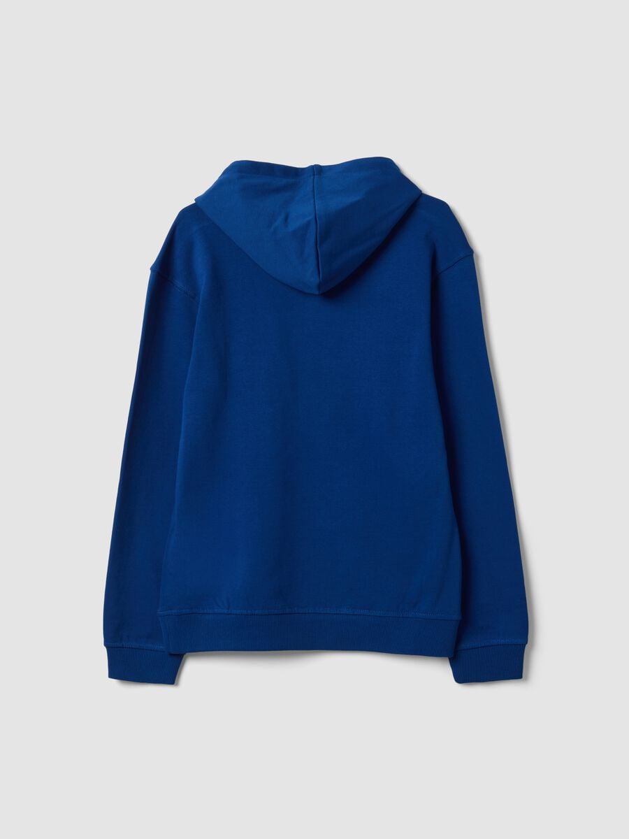 Blue pure cotton hoodie with print for boys_1