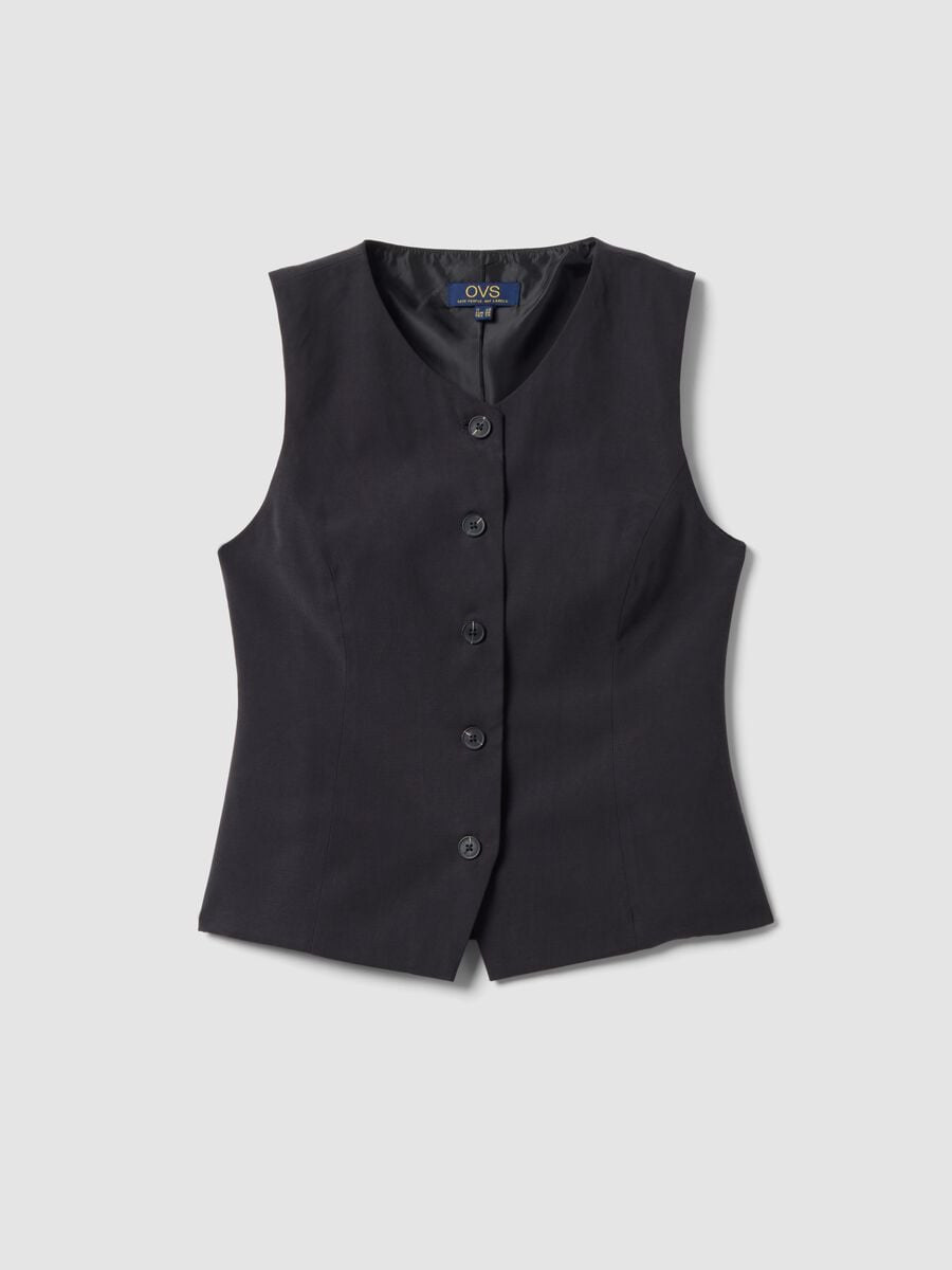 Black slim-fit viscose-blend waistcoat_4
