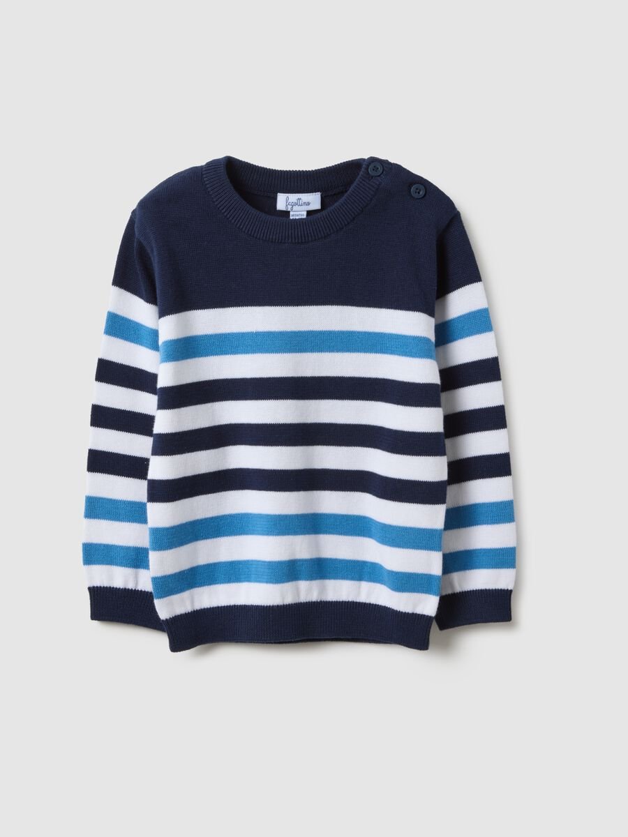Regular fit multicolour striped pure cotton jumper for boys_0