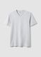 Grey pure cotton regular fit V-neck T-shirt_4