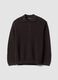 Maglia marrone in puro cotone con colletto polo over fit_0