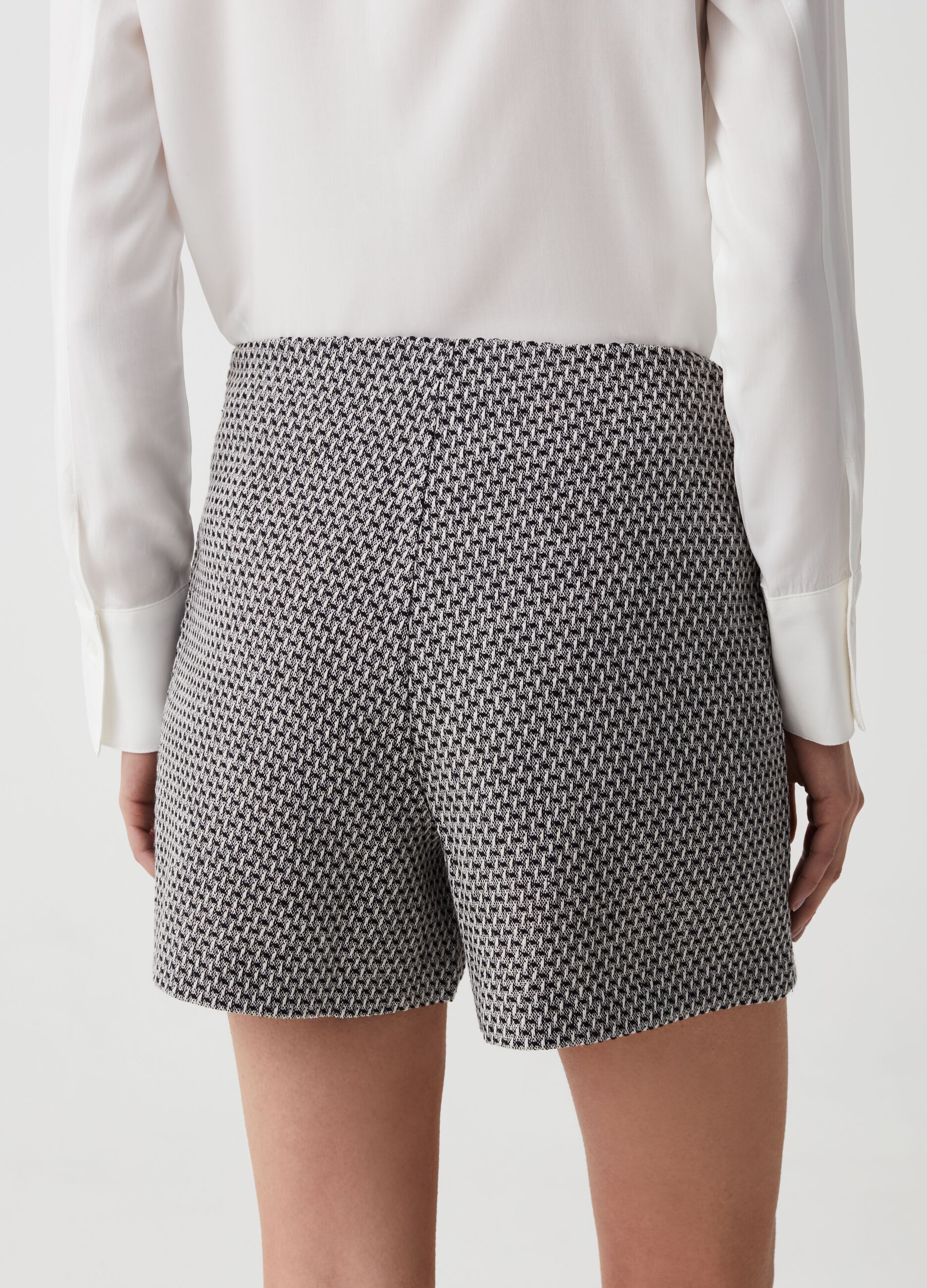 Falda pantalón de tweed con trama bicolor