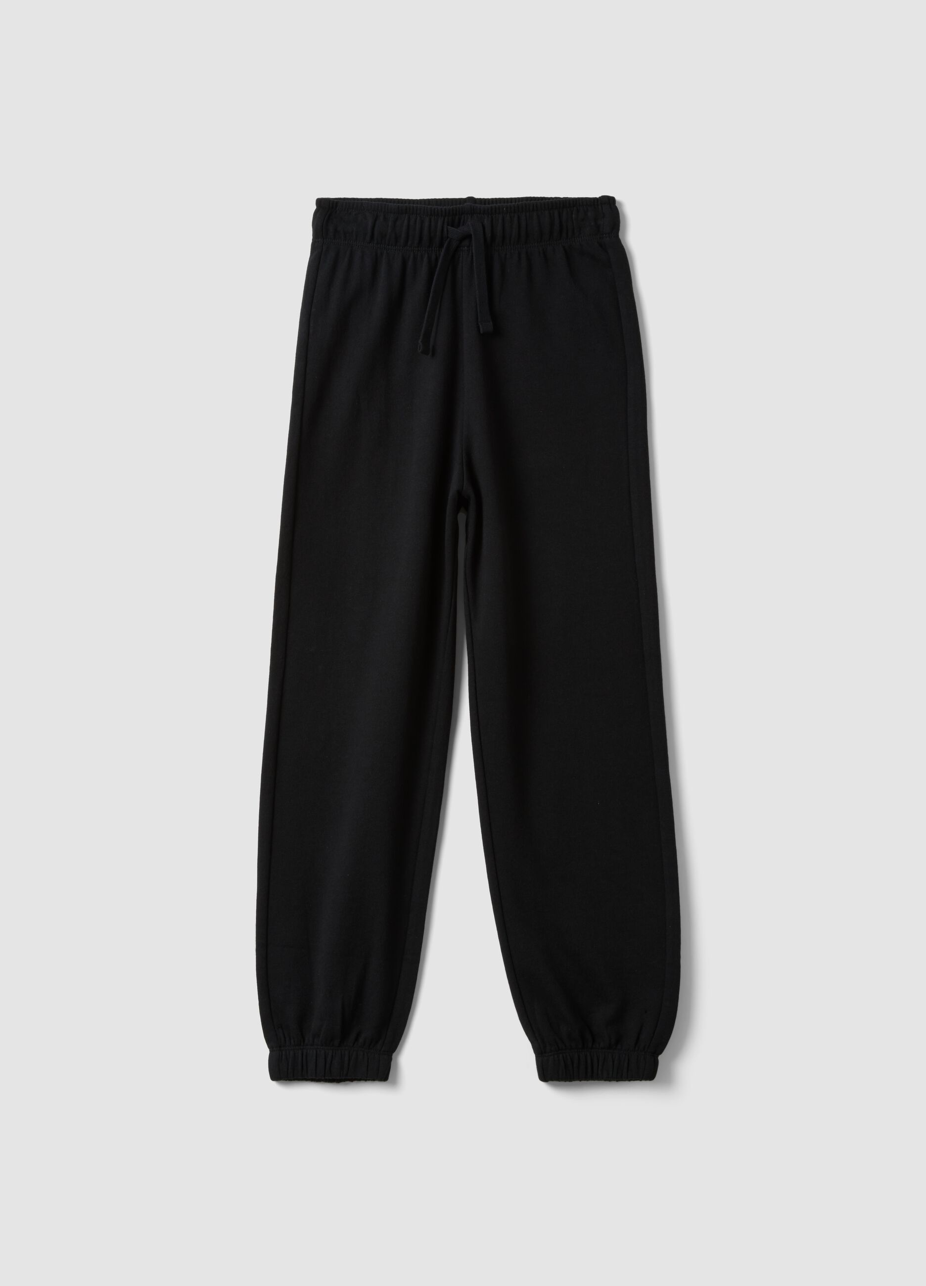 Black pure organic cotton jogger trousers for boys, relaxed fit