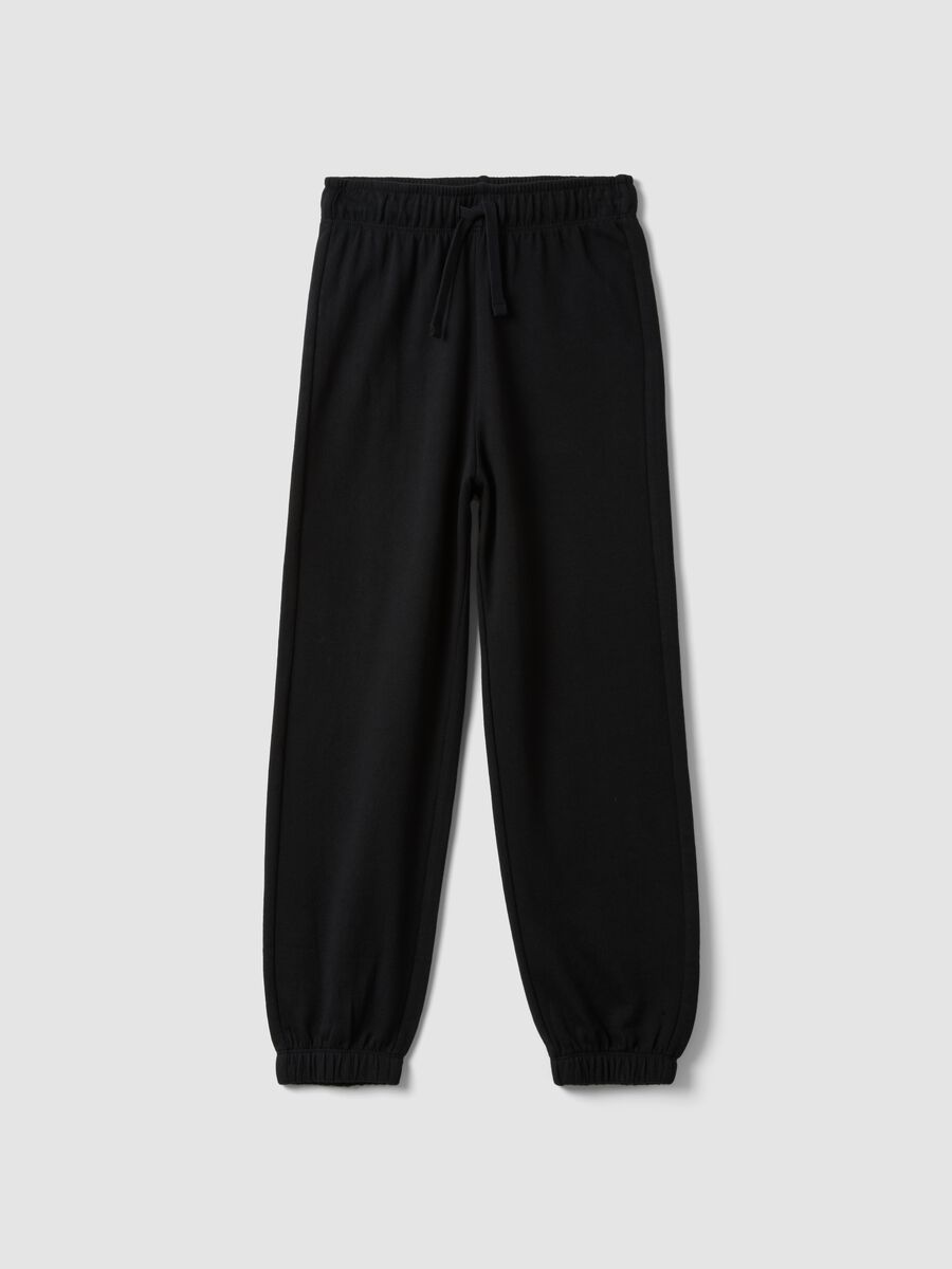 Black pure organic cotton jogger trousers for boys, relaxed fit_3