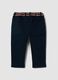 Blue stretch cotton trousers with elasticated waist for baby boy_1