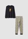 Blue crew-neck pyjamas in pure organic cotton_0
