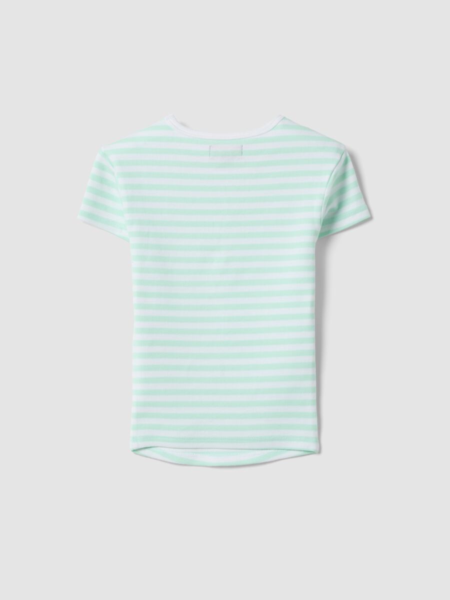 Girls&rsquo; fitted stretch-cotton multicolour striped T-shirt_1