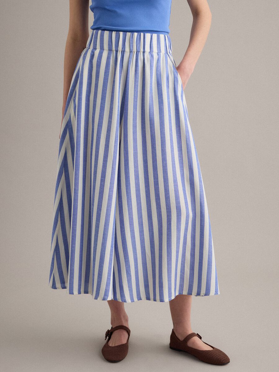 Multicolour striped skirt in a viscose-linen blend_1