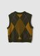 Green jacquard wool-blend crew-neck gilet, regular fit_5