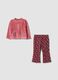 Pink stretch fabric set with crew neck_0
