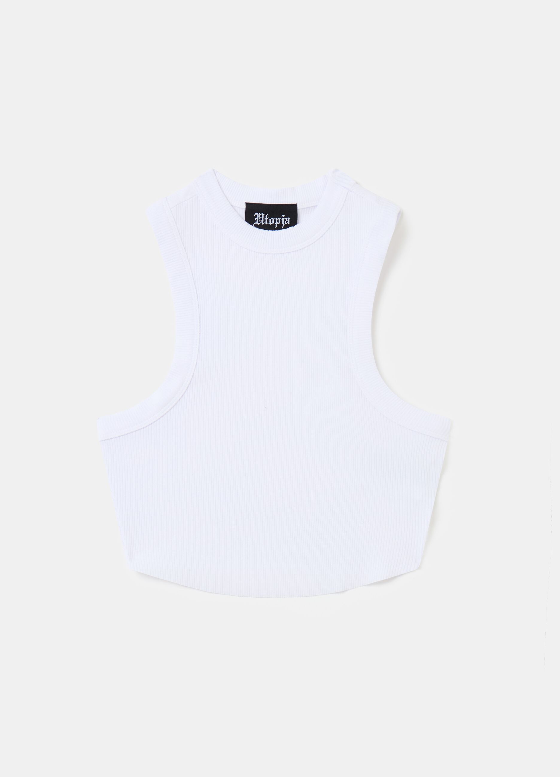 Rounded Crop Tank White