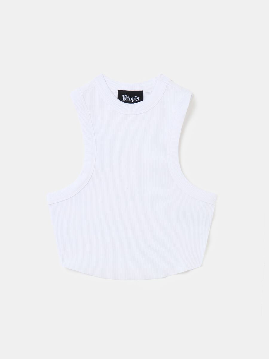 Ribbed Crop Top White_4