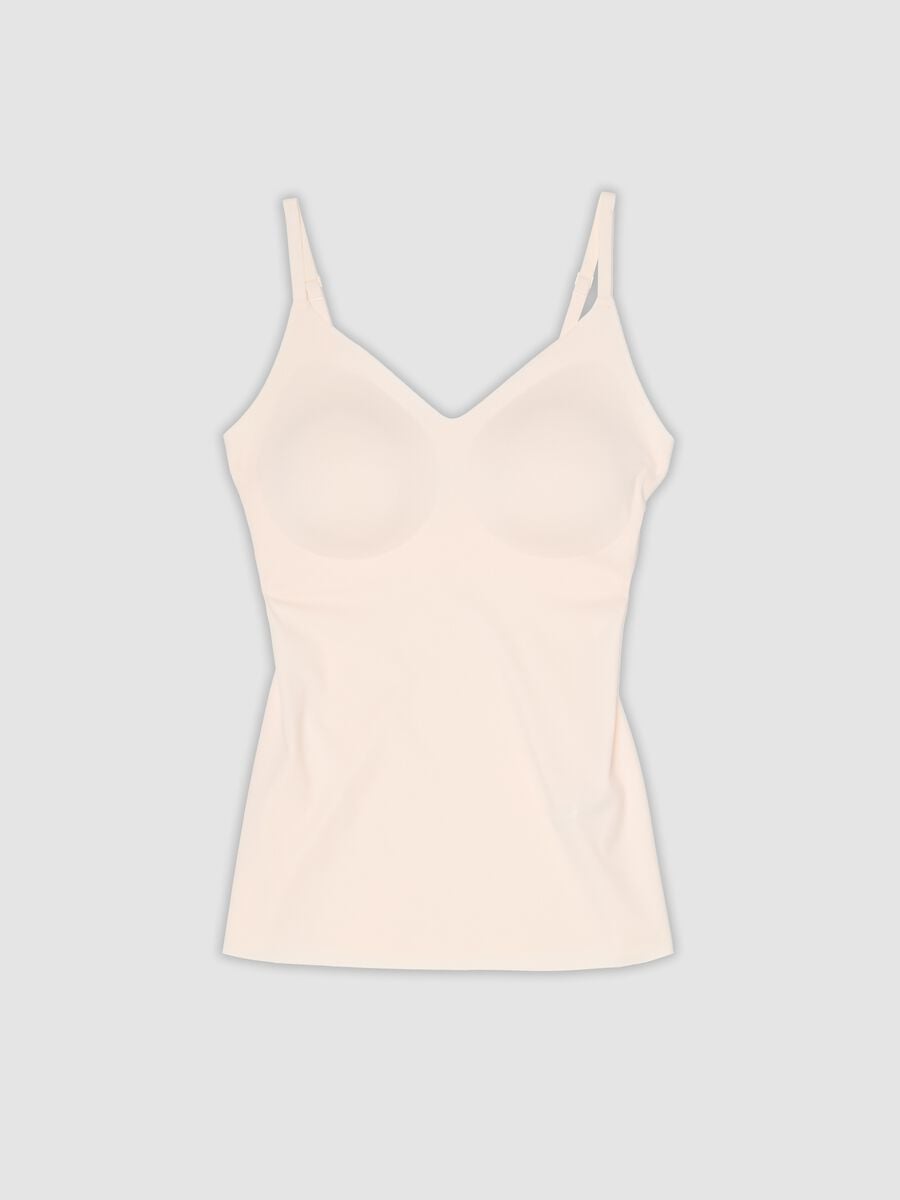 Camisola interior rosa el&aacute;stica com decote em V_0