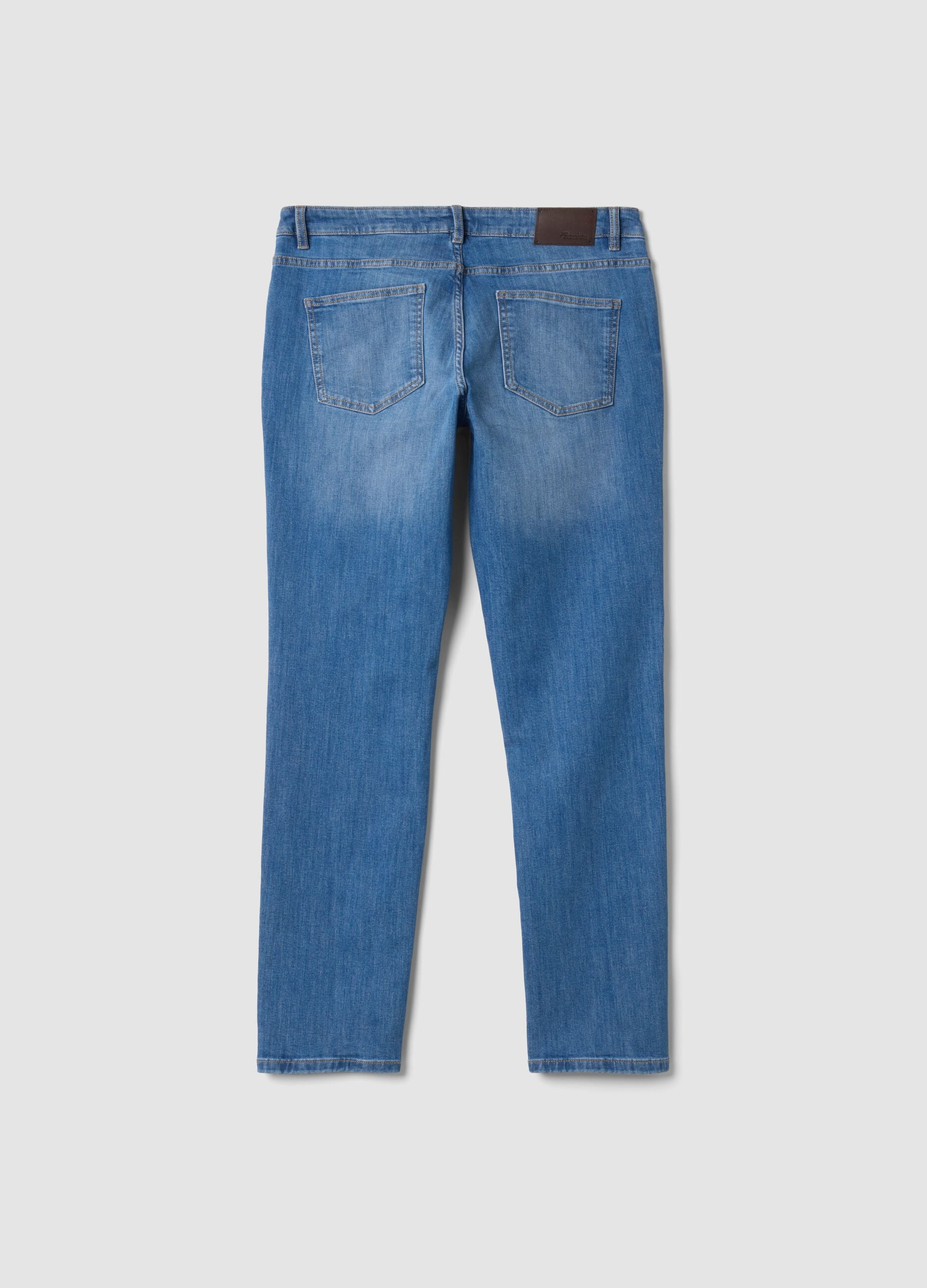 Jeans blu chiaro in cotone elasticizzato slim fit