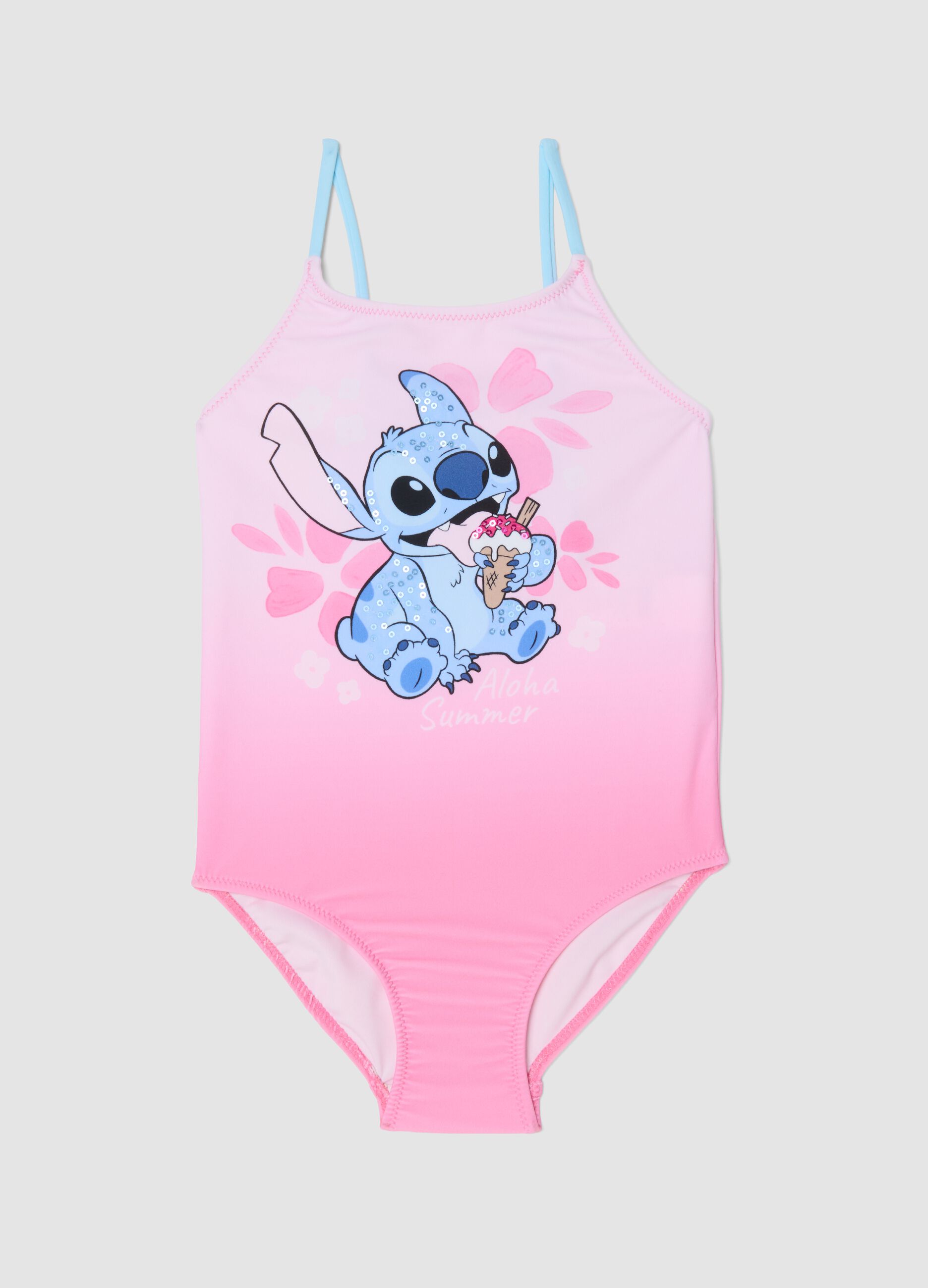 Pink stretch fabric swimsuit