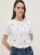 White pure cotton T-shirt with star embroidery_0