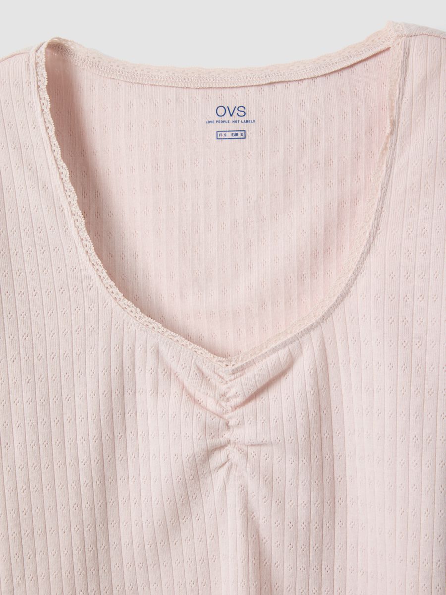 Pink pure cotton pyjama regular fit with ruched details_5
