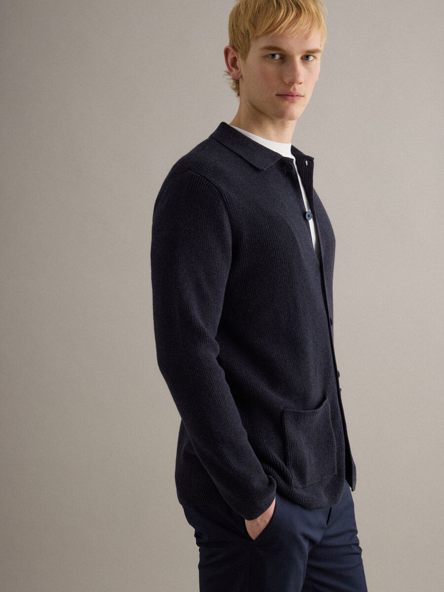 Pure Cotton Blue Regular Fit Cardigan_3