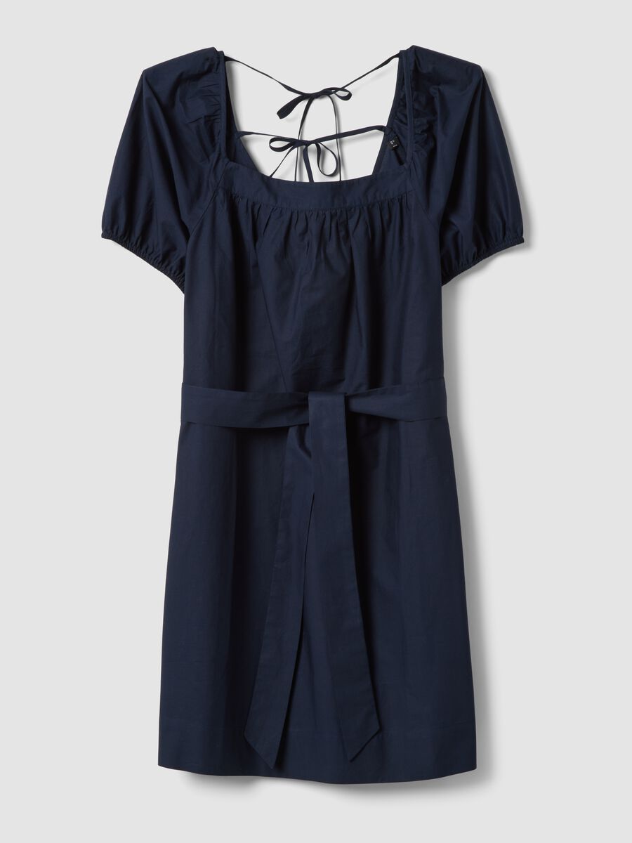 Blue pure cotton mini dress with belt_0