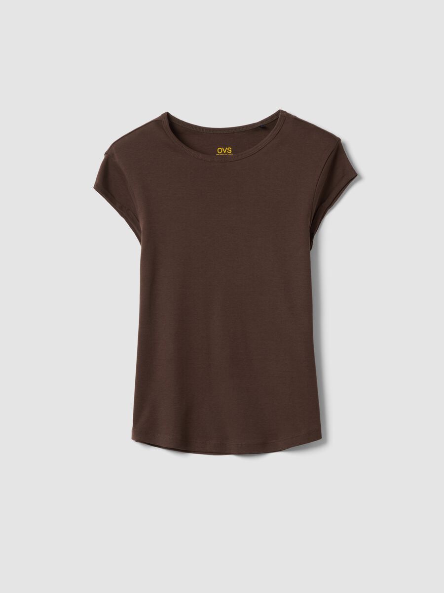 Braunes T-Shirt aus reiner Baumwolle mit kurzen &Auml;rmeln, Regular Fit_4