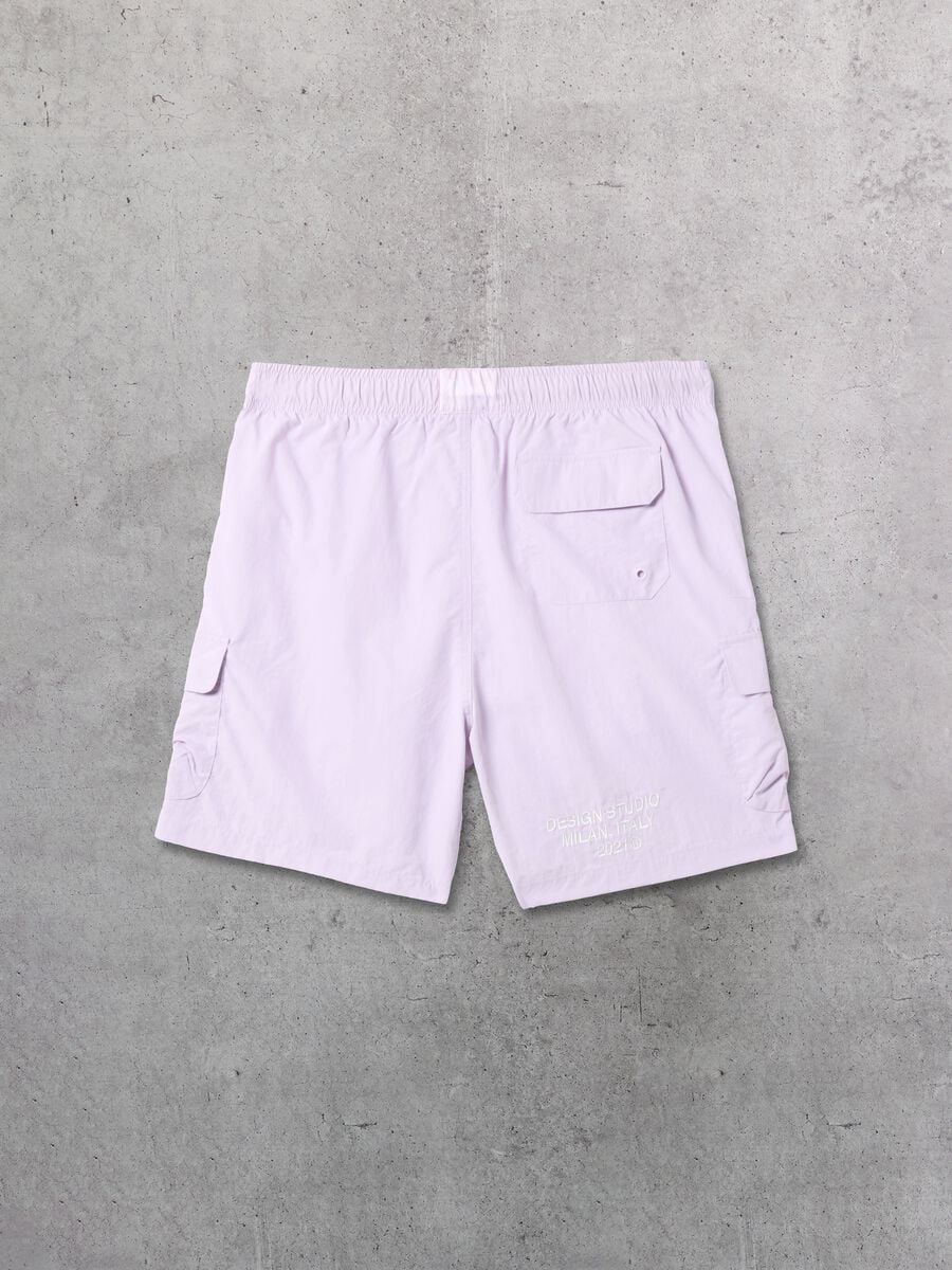 Pastel Lilac Cargo Swim Shorts_5