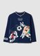 Blue long-sleeve pure cotton Looney Tunes print T-shirt for boys_0