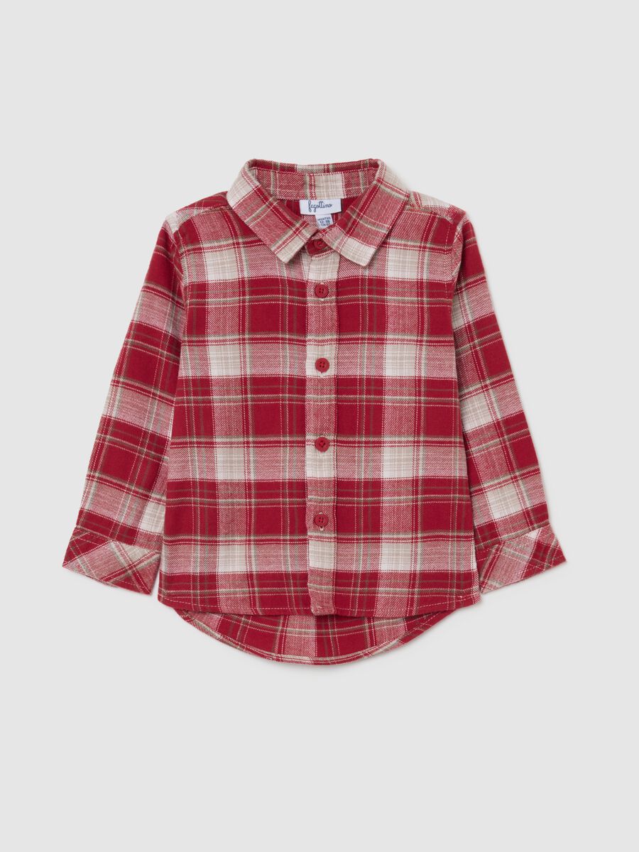 Multicolour plaid cotton shirt for boys, regular fit_0