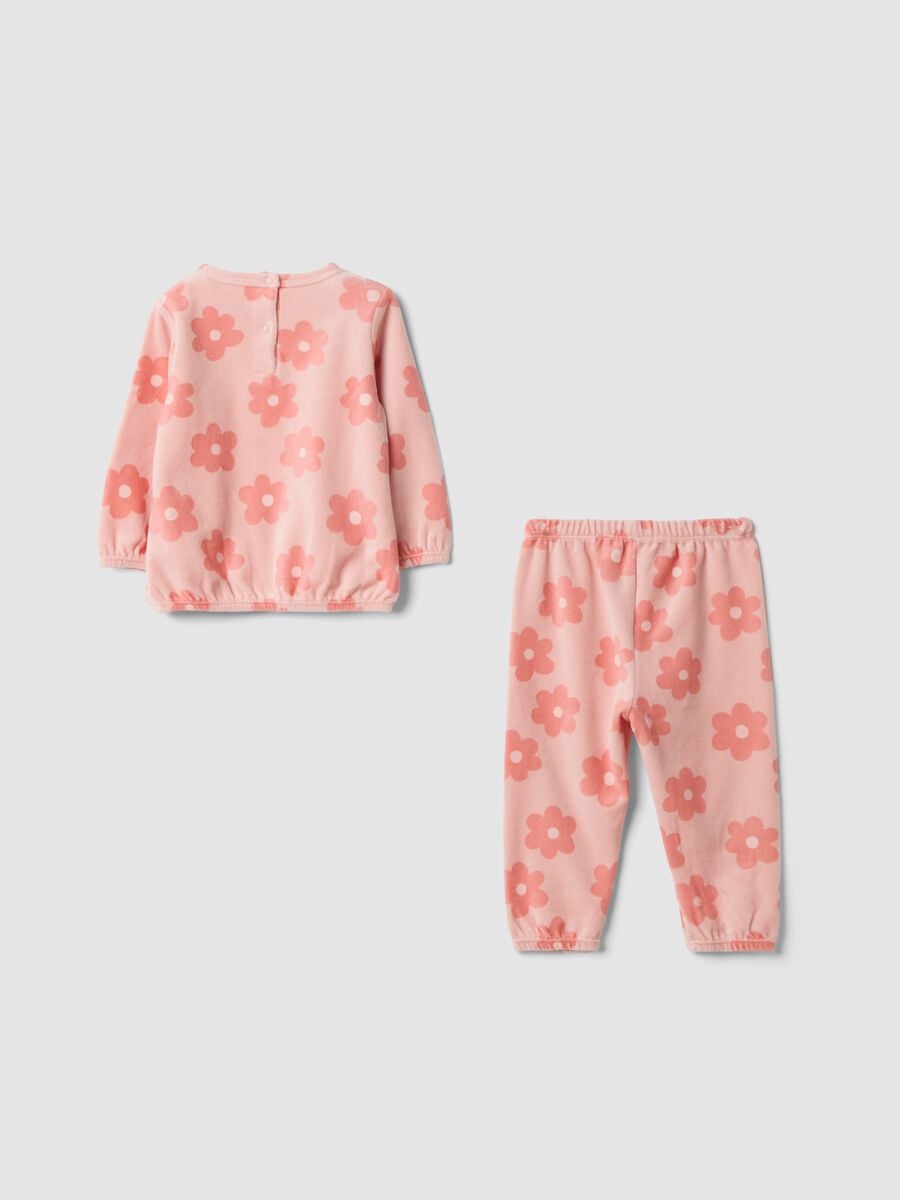 Pigiama rosa chiaro in misto cotone con girocollo_1