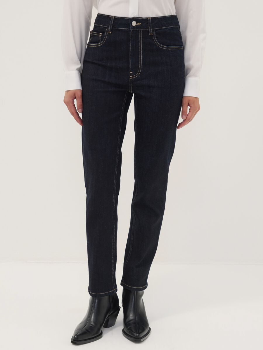 Blue slim-fit stretch cotton jeans_1