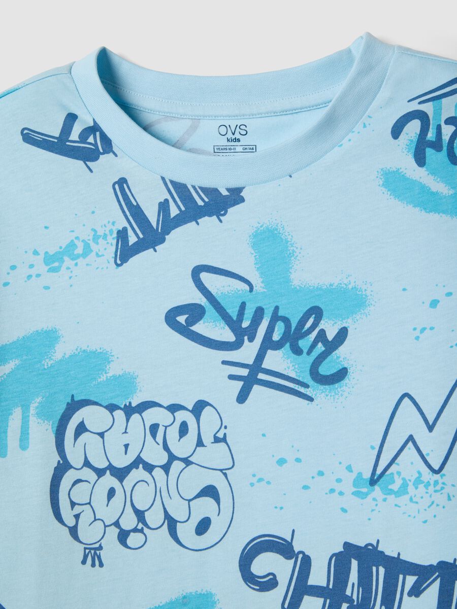 Boy's azure pure cotton pyjama regular fit with prints_2