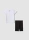 Completo bianco e nero in cotone elasticizzato con t-shirt e leggings per bambina regular fit_1