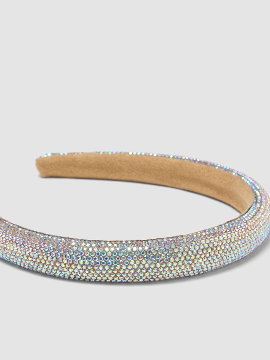 Beige headband with multicolour rhinestones for girls and teens_1
