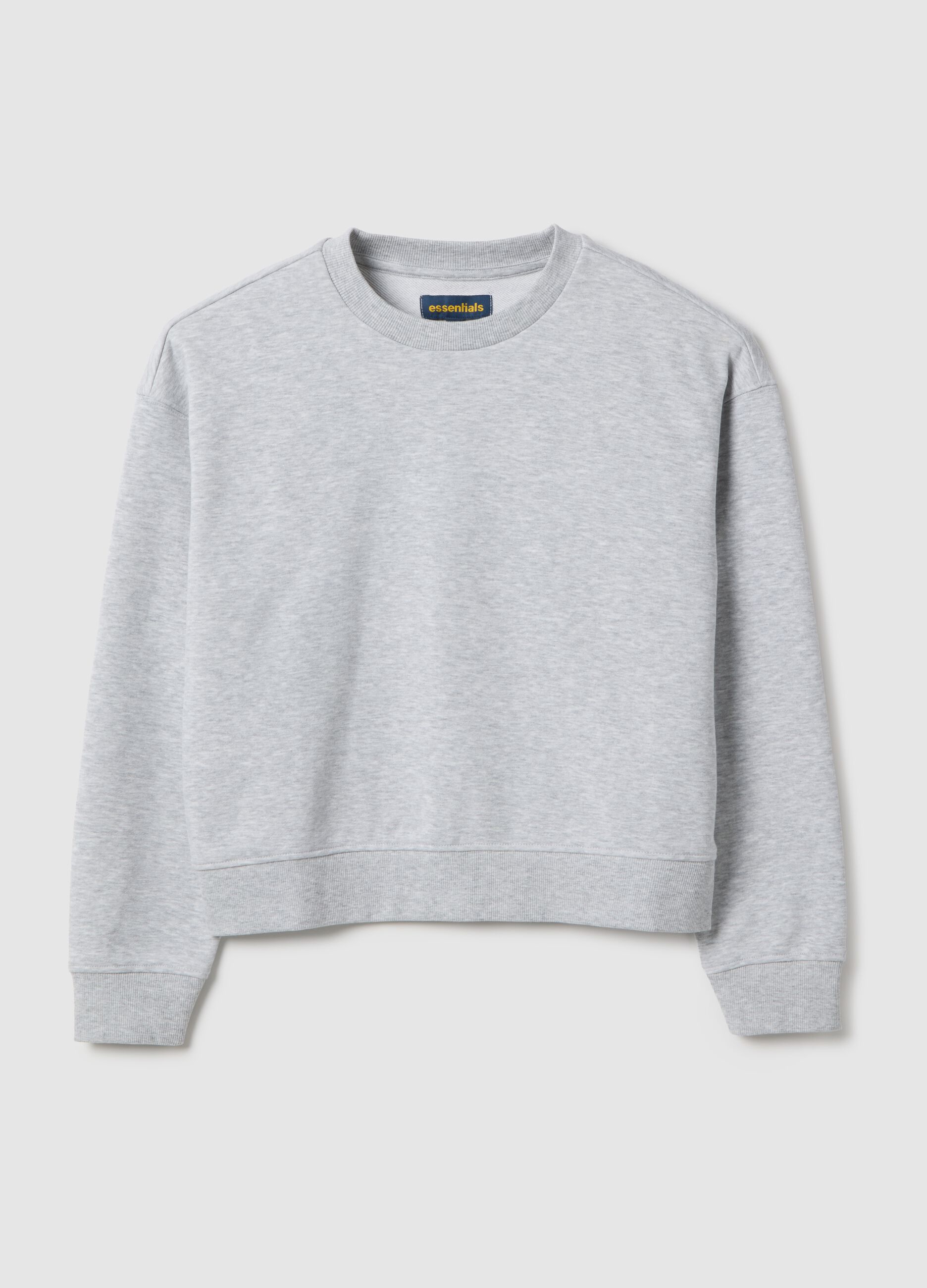 Brown cotton blend regular fit sweatshirt with crew neck