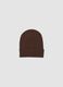 Brown ribbed pure cashmere beanie_0