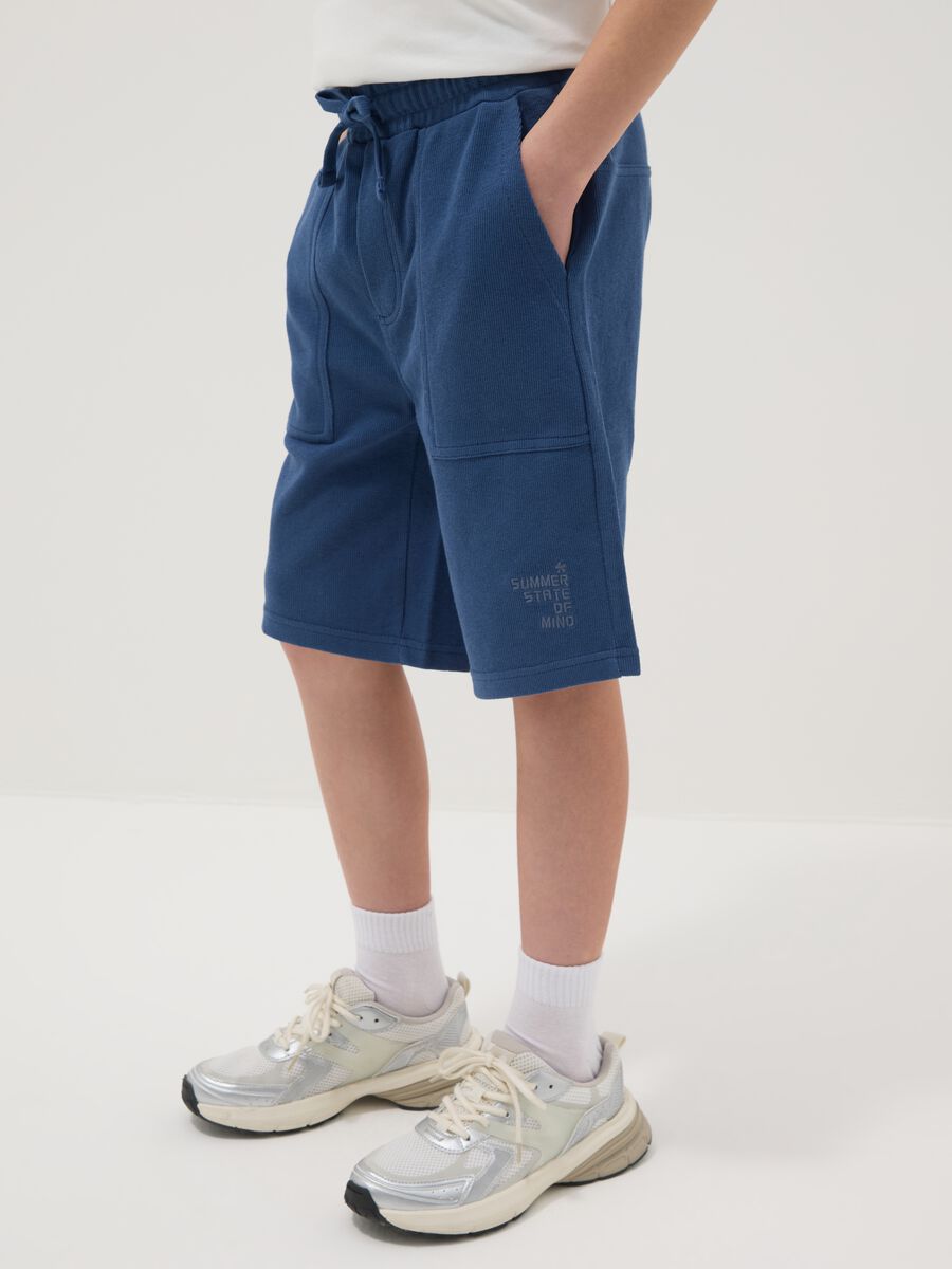 Boys' Pure Cotton Blue Shorts Regular Fit_1